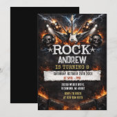 Invitation d'anniversaire de star du rock & roll m (Devant / Derrière)