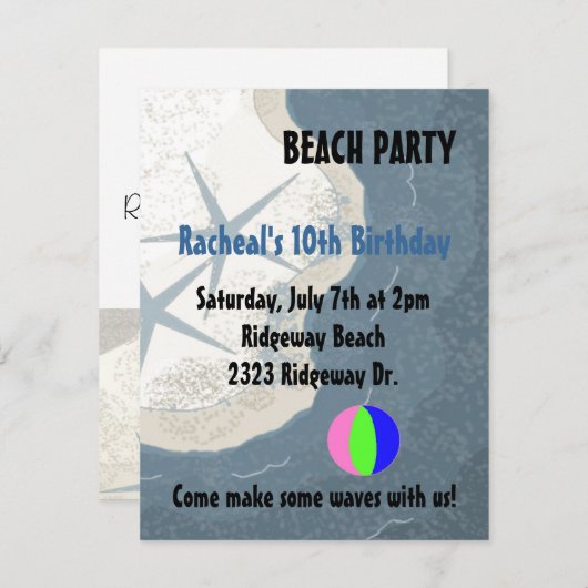 Invitation d'anniversaire de Starfish et Ocean Bea (Devant / Derrière)
