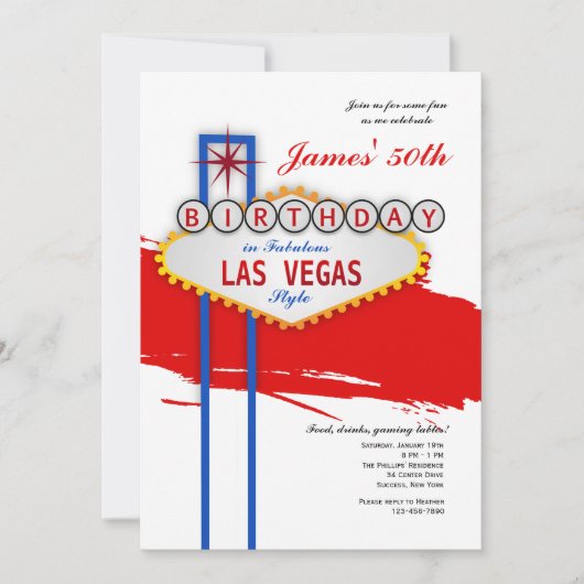 Invitation d'anniversaire de style de Las Vegas (Devant)