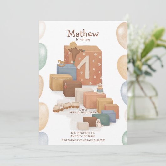 Invitation d'anniversaire de style rétro (Debout devant)