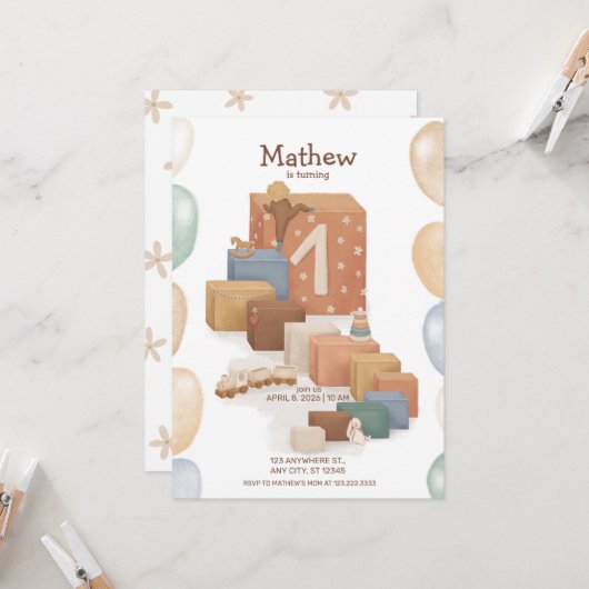 Invitation d'anniversaire de style rétro (Devant/Arrière en situation)