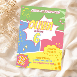 Invitation d'anniversaire de super-héroïne fille R