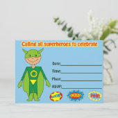 Invitation d'anniversaire de super-héros à remplir (Debout devant)