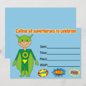 Invitation d'anniversaire de super-héros à remplir (Devant / Derrière)