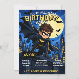 Invitation d'anniversaire de super-héros avec Chau