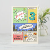 invitation d'anniversaire de super-héros Cartoon V (Debout devant)