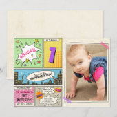 invitation d'anniversaire de super-héros Cartoon V (Devant / Derrière)