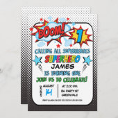 Invitation d'anniversaire de super héros de (Devant / Derrière)