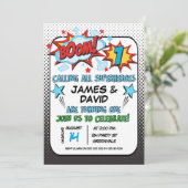 Invitation d'anniversaire de super héros de (Debout devant)