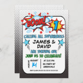 Invitation d'anniversaire de super héros de (Devant / Derrière)