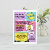 Invitation d'anniversaire de super héros de filles (Debout devant)