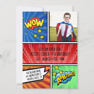 Invitation d'anniversaire de super-héros   Fête de