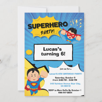 Invitation d'anniversaire de super-héros garçon