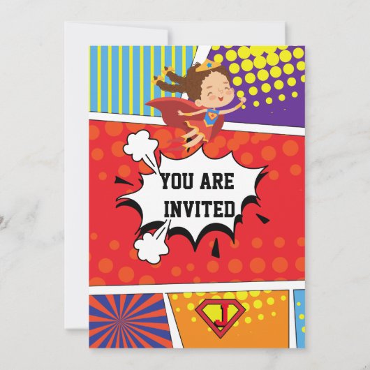 Invitation d'anniversaire de Superhero Comic pour  (Dos)