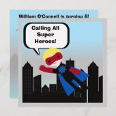 Invitation d'anniversaire de superhéros de garçon (Devant / Derrière)