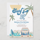 Invitation d'anniversaire de surf de garçon de mar (Devant)