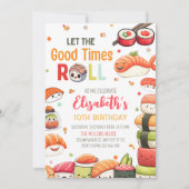 Invitation d'anniversaire de Sushi, Kawaii Sushi A (Devant)