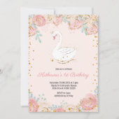 Invitation d'anniversaire de Swan rose et or (Devant)