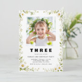 Invitation d'anniversaire de Sweet Daisy 3 ans ave (Debout devant)