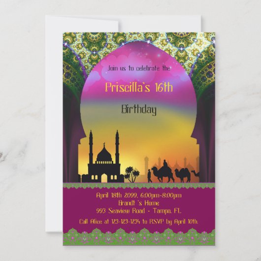 Invitation d'anniversaire de sweet sixteen, 16ème, (Devant)