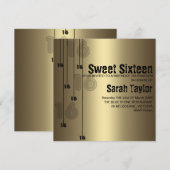 Invitation d'anniversaire de sweet sixteen d'or (Devant / Derrière)
