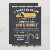 Invitation d'anniversaire de tableau de camion de (Devant / Derrière)