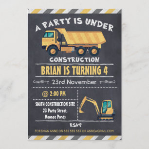 Invitation d'anniversaire de tableau de camion de