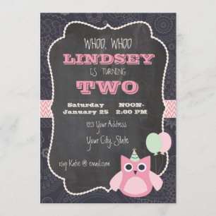 Invitation d'anniversaire de tableau de hibou