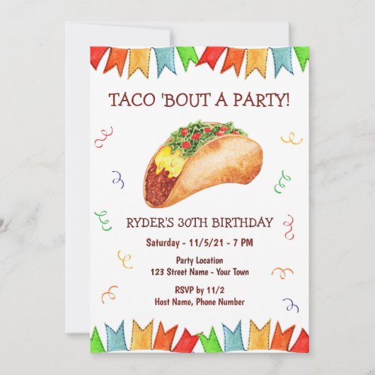 Invitation d'anniversaire de Taco (Devant)