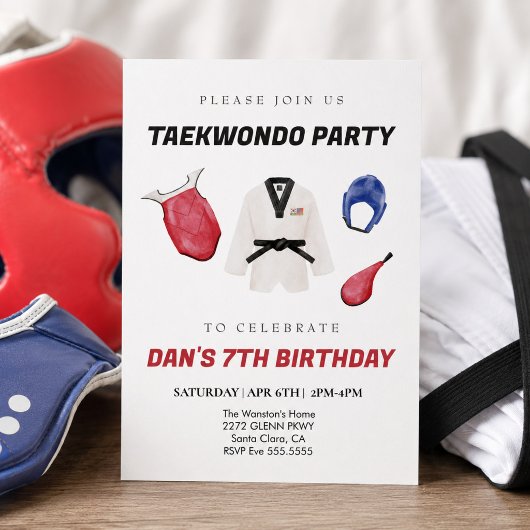 Invitation d'anniversaire de taekwondo