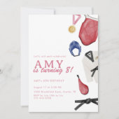 Invitation d'anniversaire de taekwondo fille arts  (Devant)