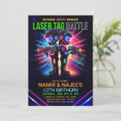 Invitation d'anniversaire de tagueur laser afro-am (Debout devant)