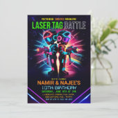 Invitation d'anniversaire de tagueur laser afro-am (Debout devant)