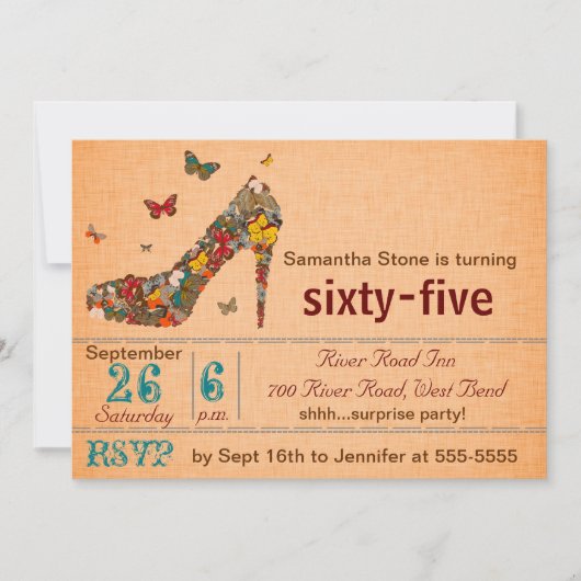 Invitation d'anniversaire de talon haut de (Devant)