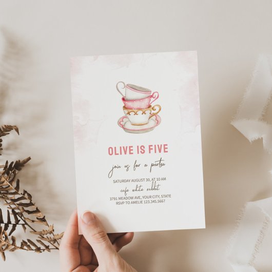 Invitation d'anniversaire de Tea Party minimaliste