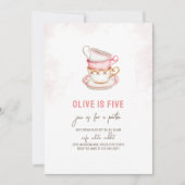 Invitation d'anniversaire de Tea Party minimaliste (Devant)