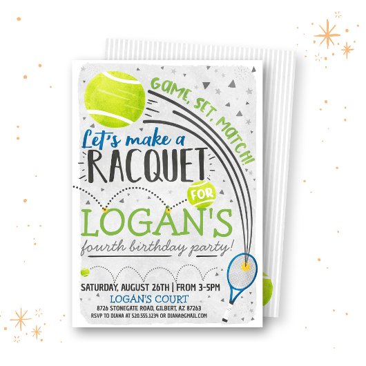 Invitation d'anniversaire de tennis