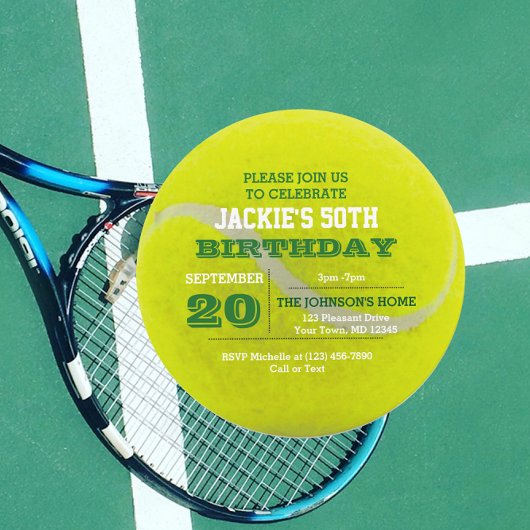 Invitation d'anniversaire de tennis