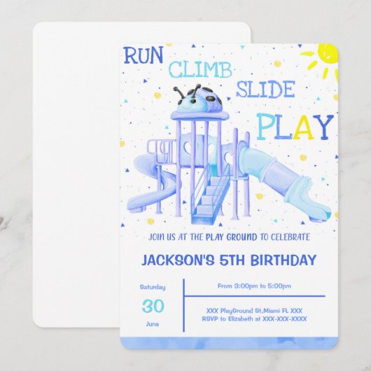 Invitation d'anniversaire de terrain de jeu (Devant / Derrière)