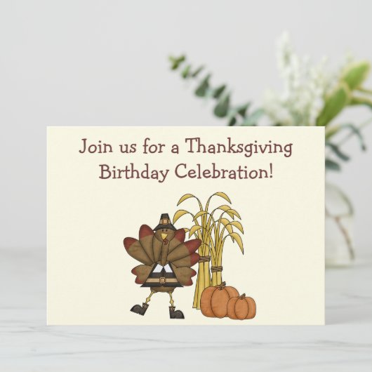 Invitation d'anniversaire de Thanksgiving - Boys (Debout devant)