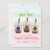 Invitation d'anniversaire de thé aux perles, thé a (Devant)