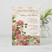 Invitation d'anniversaire de thé, cru rose de (Debout devant)