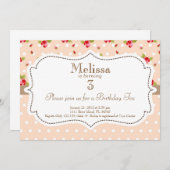 Invitation d'anniversaire de thé de jardin (Devant / Derrière)