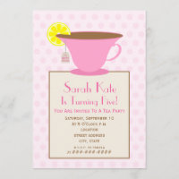 Invitation d'anniversaire de thé - rose