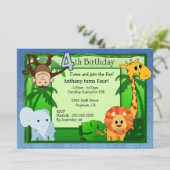 Invitation d'anniversaire de thème de jungle 4ème (Debout devant)