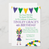 Invitation d'anniversaire de thème de mardi gras (Devant / Derrière)