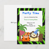 Invitation d'anniversaire de tigre et de lion (Devant / Derrière)