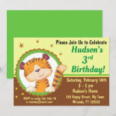 Invitation d'anniversaire de tigre mignon (Devant / Derrière)