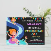 Invitation d'anniversaire de toboggan aquatique in (Debout devant)