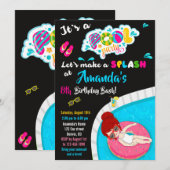 Invitation d'anniversaire de toboggan aquatique in (Devant / Derrière)